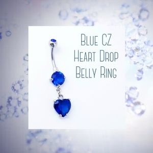 5/$10 | Deep Blue CZ Heart Drop Belly Ring